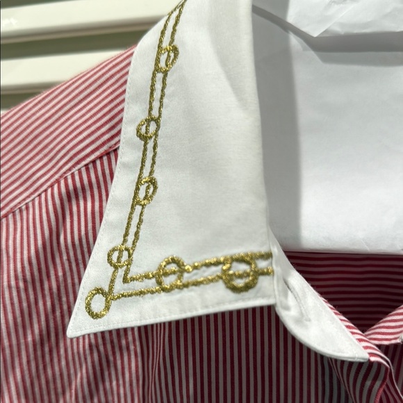 Women’s Foxcroft size 8 cotton blouse with gold embroidery - Picture 2 of 8
